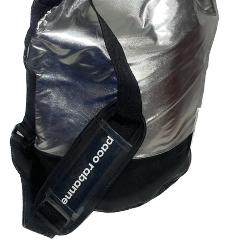 Paco Rabanne Metallic Silver Cinch Bag / Drawstring Backpack - Gym/Travel